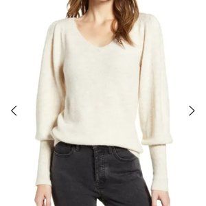 Rachel Parcell Puff Sleeve Sweater Oatmeal - Small